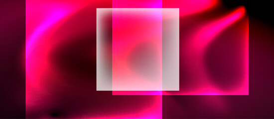 Fototapeta premium Glass squares with neon shiny light abstract background