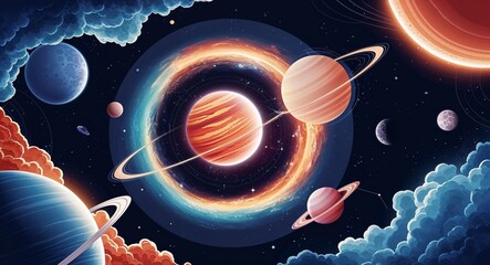 Stunning astronomical art and space in illustration background