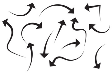 Set of Hand drawn vector arrows doodle on white background. design element vector illustration