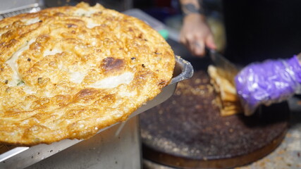 Green onion pancakes sold at stalls in Taiwan's night market