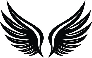 wing silhouette, bird wings , wing vector for logo design, tattoos