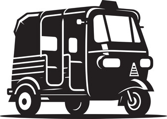 Auto rickshaw vehicle silhouette vector illustration isolated on a white background