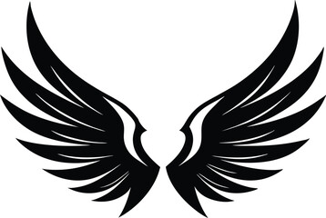 wing silhouette, bird wings , wing vector for logo design, tattoos