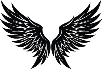 wing silhouette, bird wings , wing vector for logo design, tattoos