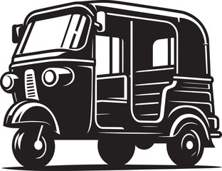 Auto rickshaw vehicle silhouette vector illustration isolated on a white background
