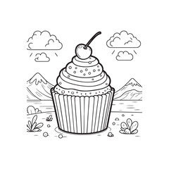hand drawn cupcake