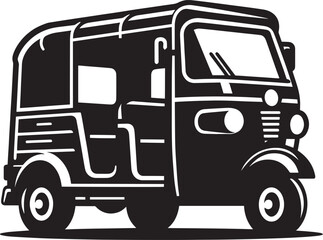 Auto rickshaw vehicle silhouette vector illustration isolated on a white background