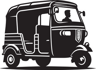 Auto rickshaw vehicle silhouette vector illustration isolated on a white background