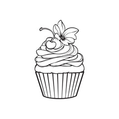 cupcake with cream and cherry