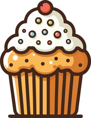 Delicious chocolate chip muffin PNG with transparent background for bakery and dessert design projects