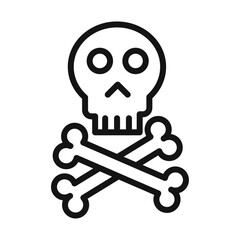 Crossbones skull icon vector line logo art