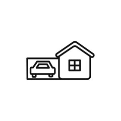 house with garage icon vector line logo art