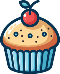 Delicious chocolate chip muffin PNG with transparent background for bakery and dessert design projects