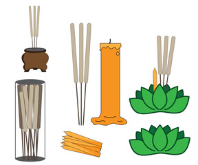 insence and candle in vector