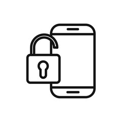 Mobile Unlock icon vector line logo art