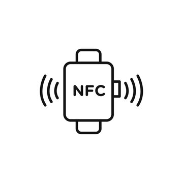 recommend clip art: NFC bracelet connected icon vector line logo art