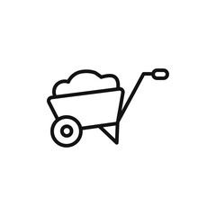 wheelbarrow unloading icon vector line logo art