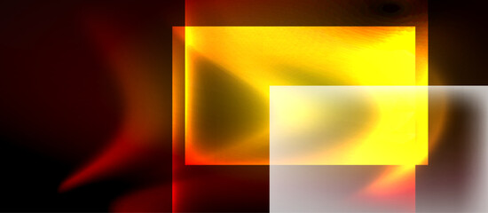 Fototapeta premium Glass squares with neon shiny light abstract background