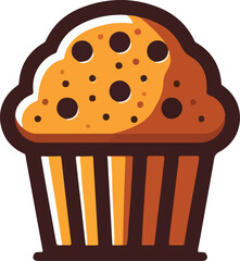 Delicious chocolate chip muffin PNG with transparent background for bakery and dessert design projects