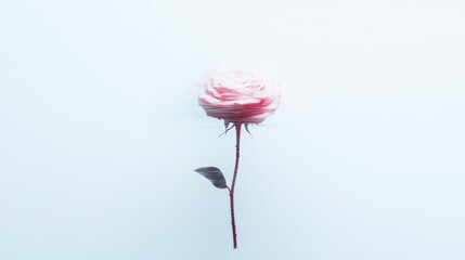 Fototapeta premium A single white rose with digital glitch effects, representing disappointed and surreal love.