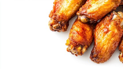 Crispy Chicken Wings on White Background