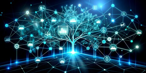 Fototapeta premium Digital Growth Web: A Dynamic Network of Innovation and Connectivity