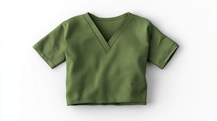 Stylish Green V-neck T-shirt for Casual Wear, Perfect for Everyday Outfits and Fashion Styling, Ideal for Summer and Leisure Activities, Comfortable and Trendy Design