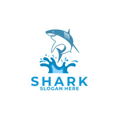 Shark Jump Logo Design Template Vectors