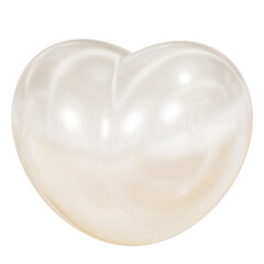 3D Heart Shape White Chrome Metallic Texture Design