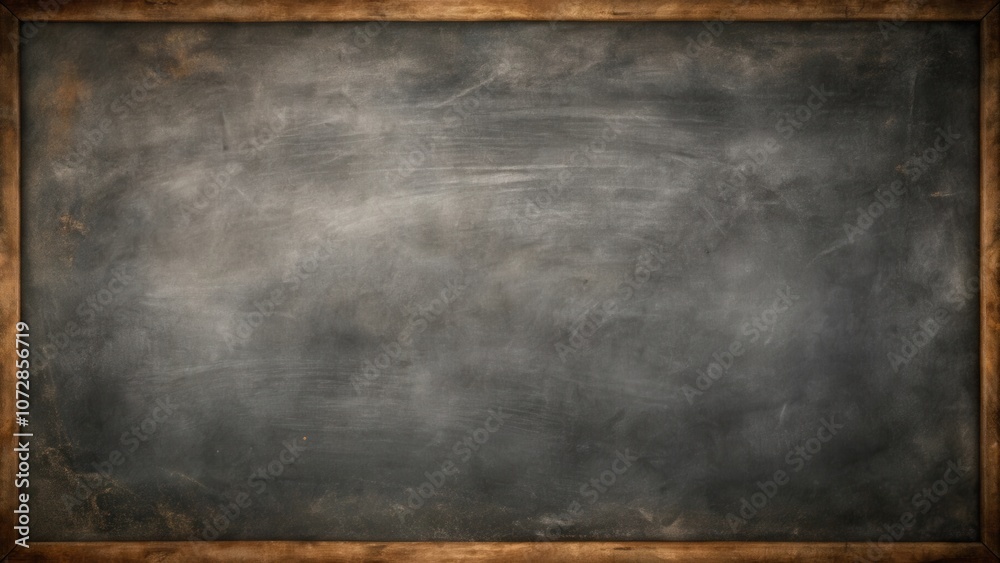 Poster a weathered chalkboard with a wooden frame, ready for new ideas and messages.