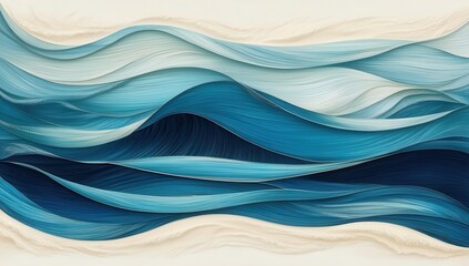 Fototapeta premium Abstract blue wave background, flowing design, dynamic curves, modern technology concept. Perfect for websites, presentations, and corporate designs