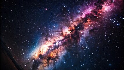 A majestic starfield with vibrant hues and swirling patterns, against a backdrop of inky blackness, space scene, aurora borealis, stellar explosion