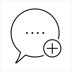  A speech bubble icon with a plus symbol, symbolizing starting a conversation or adding a chat. Perfect for social or communication apps.