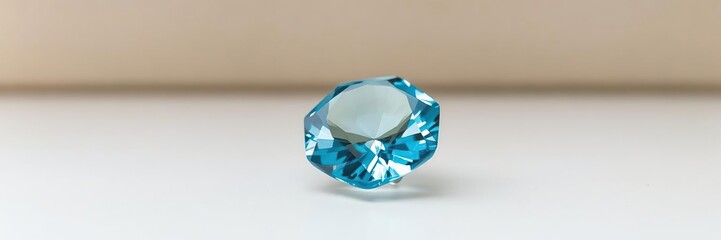 A stunning natural blue zircon gem shining on a plain neutral background, natural, exquisite