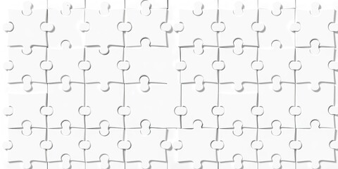 Seamless pattern of blank puzzle pieces on white background for design projects, simplicity, isolated