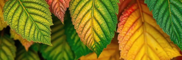 Obraz premium Closeup of a vibrant natural abstract background with intricate leaf patterns, nature, abstract, foliage