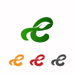 Letter E with leaf logo design