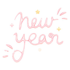 3D Pink and Gold New Year Celebration Design