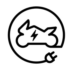 Electric motorcycle with plug icon symbol, EV motorcycle, Green hybrid vehicles charging point logotype, Eco friendly vehicle concept. Vector illustration