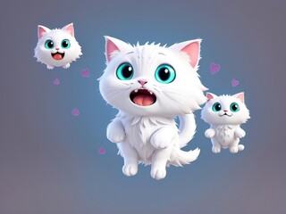 Obraz premium 3d cute white cat cartoon