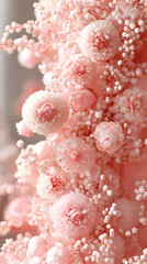 Peach and light lilac tones with delicate spring flowers set against an abstract background.