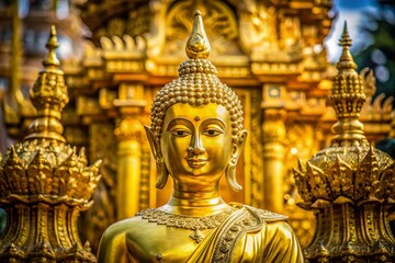 Fototapeta premium Stunning Gold Statue Isolated on a Clean Background for Artistic Displays and Creative Projects in High Resolution