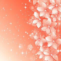 Obraz premium Peach and light lilac tones with delicate spring flowers set against an abstract background.