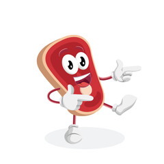 Meat slice Logo Mascot Hi pose