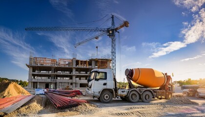 Obraz premium Mixer trucks contribute to the safety and durability of structures. 