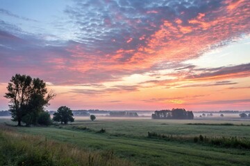 Gentle warmth and vibrant colors greet the dawn, vibrant colors, peaceful morning, gentle warmth, serene landscape, beach scene