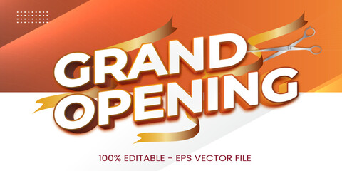 3d text grand opening gold and white background