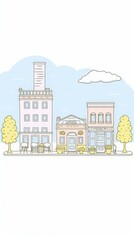 Stylish illustration of urban buildings.