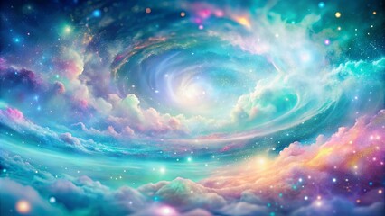 Obraz premium Celestial Tapestry of Whimsical Clouds and Shimmering Stardust