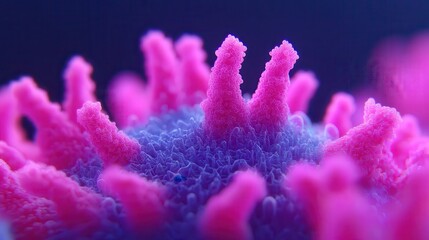 Fototapeta premium Close-Up View of Vibrant Coral Structure with Intricate Textures and Brilliant Pink and Purple Coloration, Showcasing Nature's Underwater Beauty and Diversity